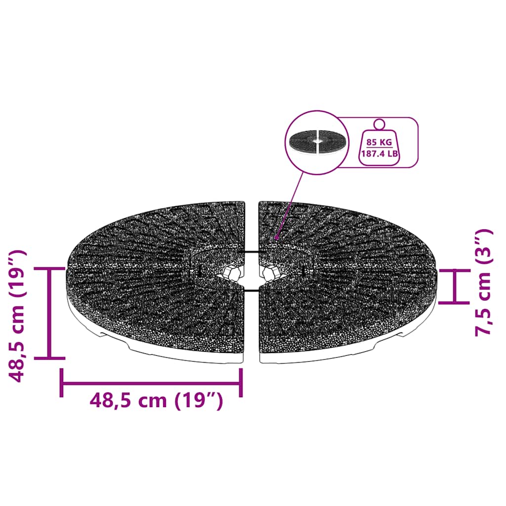 Base de guarda-sol em forma de ventoinha 4 pcs preto