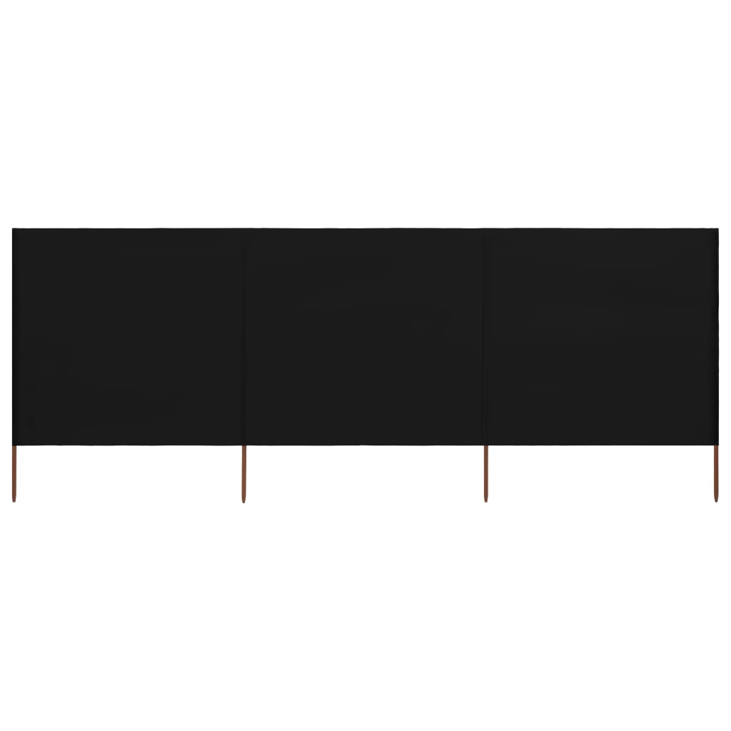 Para-vento com 3 painéis em tecido 400x120 cm preto