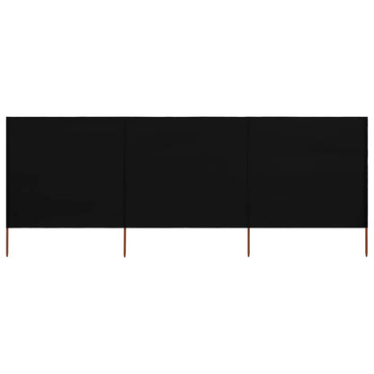 Para-vento com 3 painéis em tecido 400x120 cm preto