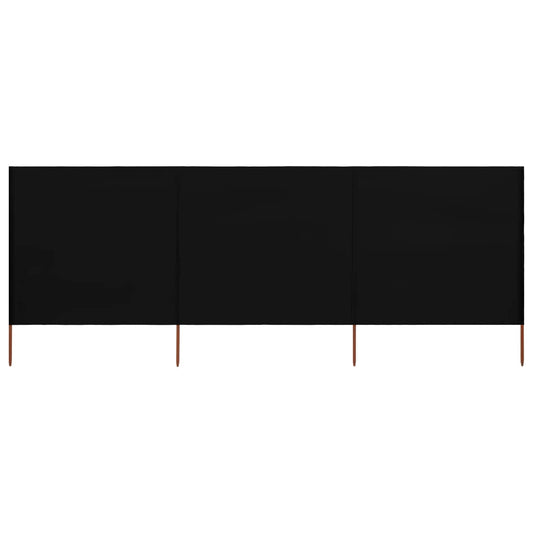 Para-vento com 3 painéis em tecido 400x120 cm preto