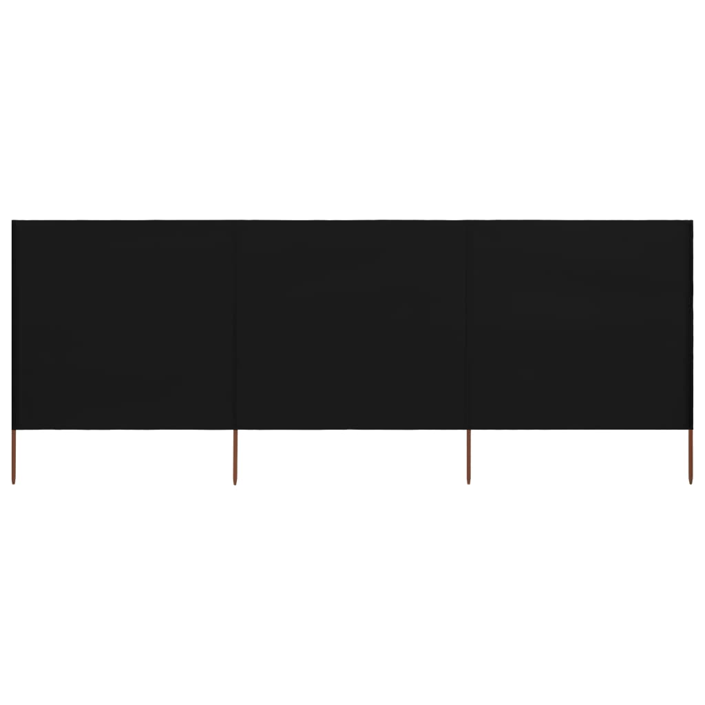 Para-vento com 3 painéis em tecido 400x160 cm preto