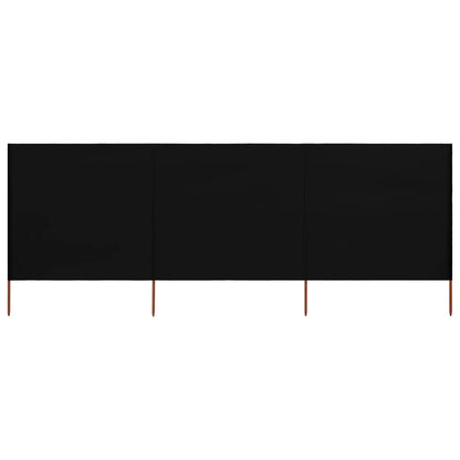 Para-vento com 3 painéis em tecido 400x160 cm preto