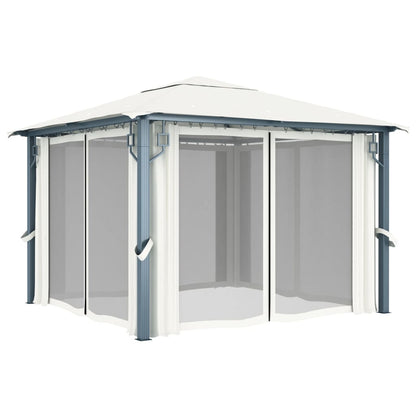 Gazebo com cortina 300x300 cm alumínio creme