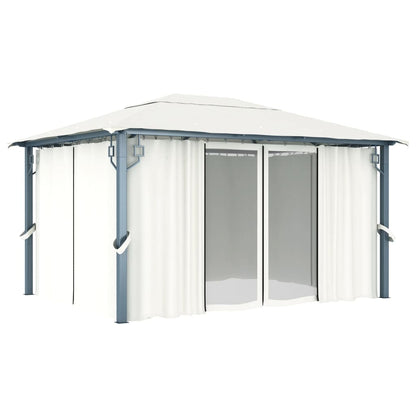 Gazebo com cortina 400x300 cm alumínio creme