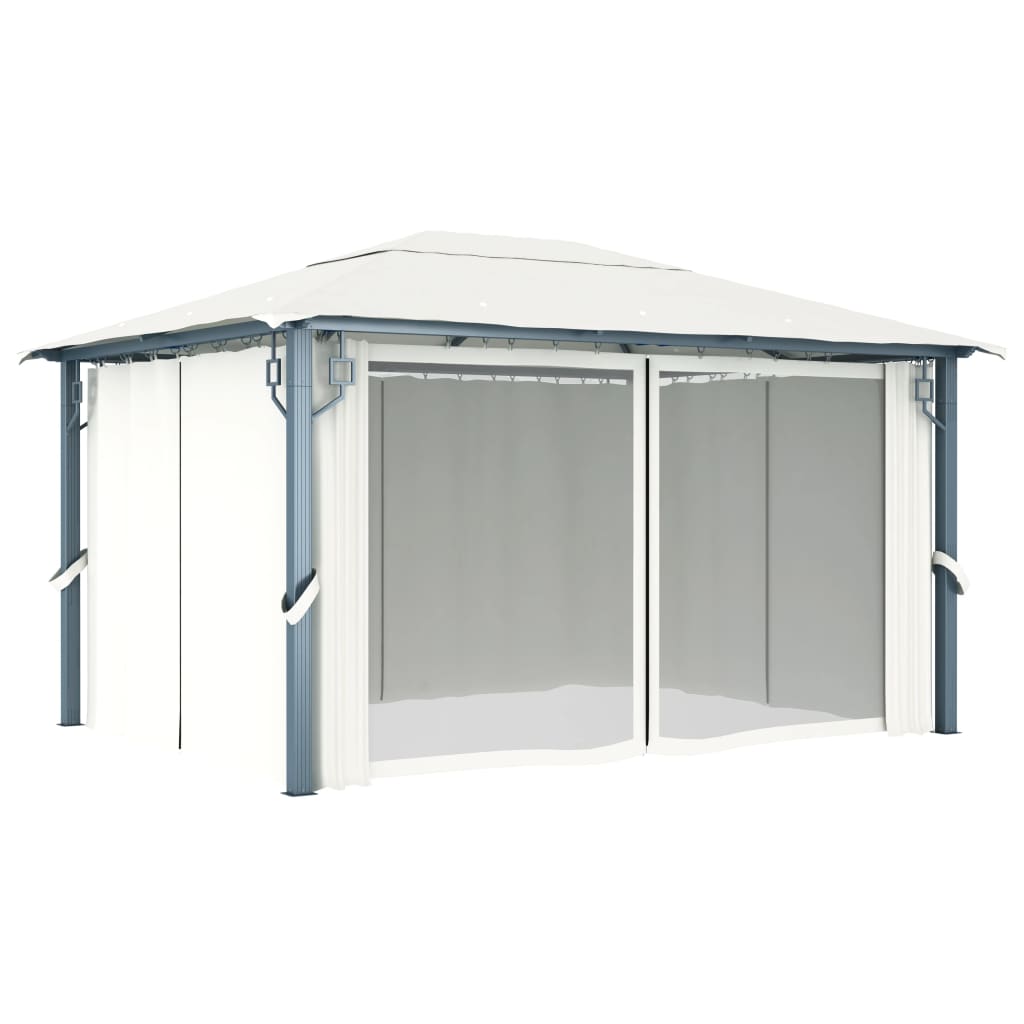 Gazebo com cortina 400x300 cm alumínio creme