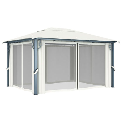 Gazebo com cortina 400x300 cm alumínio creme