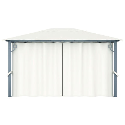 Gazebo com cortina 400x300 cm alumínio creme