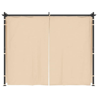 Gazebo com cortinas 3x3 m aço creme