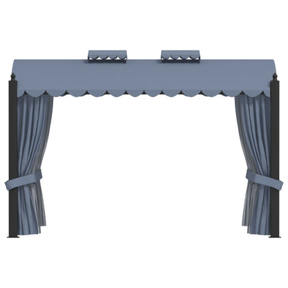 Gazebo com cortinas 3x4 m aço antracite