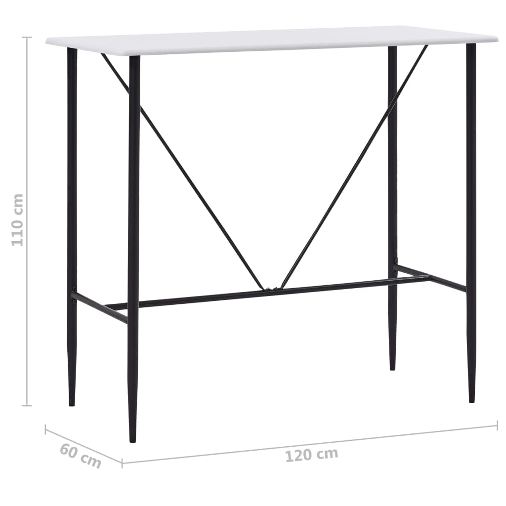 Mesa de bar 120x60x110 cm MDF branco