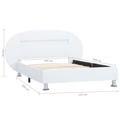 Estrutura de cama c/ LEDs 100x200 cm couro artificial branco