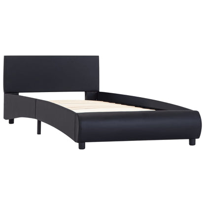 Estrutura de cama c/ LED 90x200 cm couro artificial preto