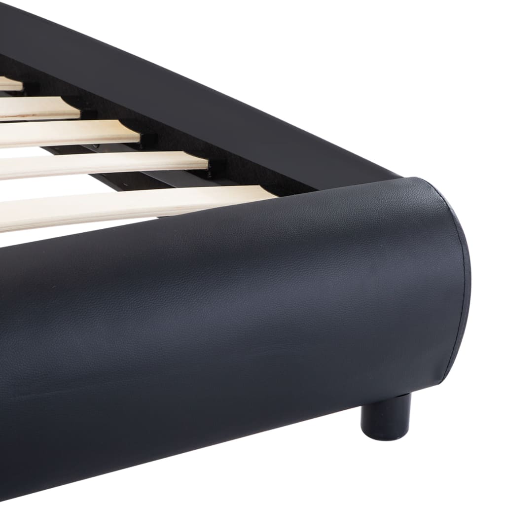 Estrutura de cama c/ LED 90x200 cm couro artificial preto