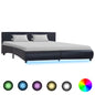 Estrutura de cama c/ LED 180x200 cm couro artificial preto