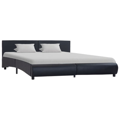 Estrutura de cama c/ LED 180x200 cm couro artificial preto