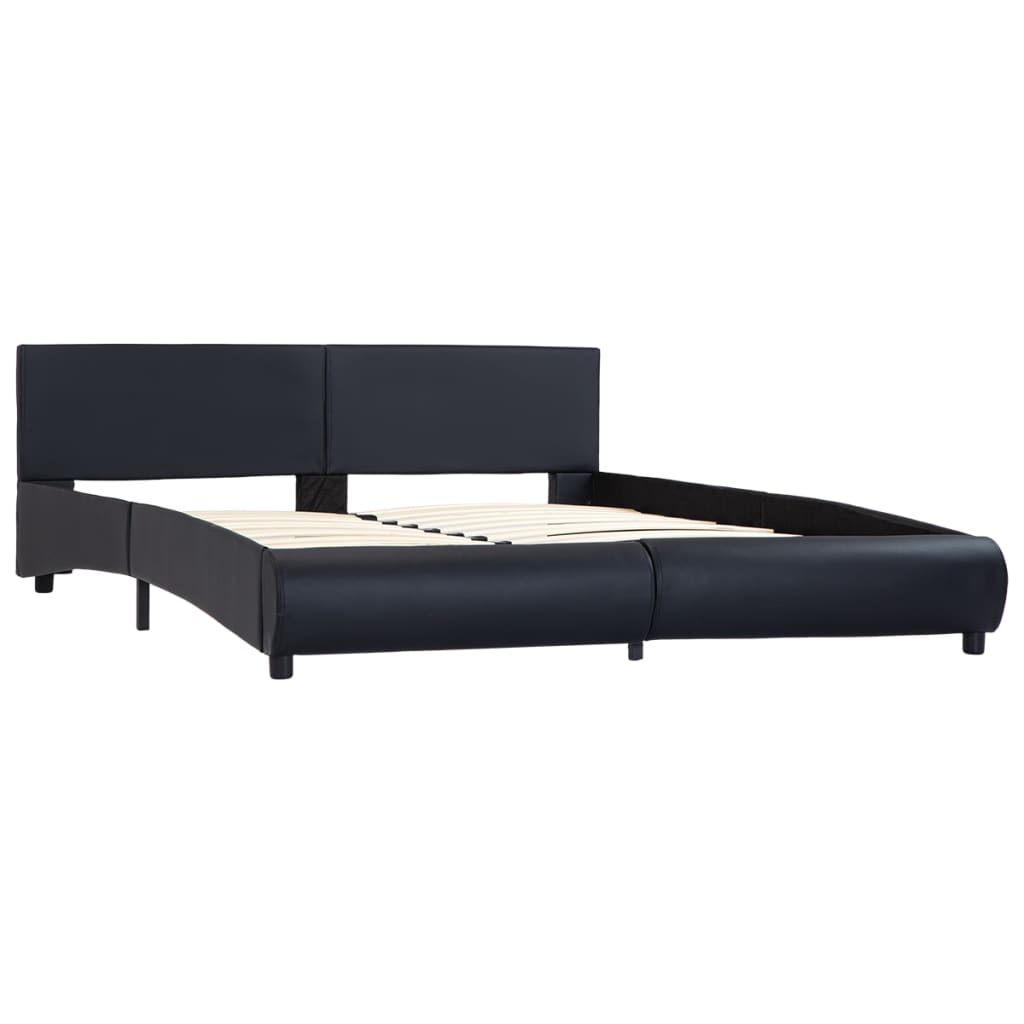 Estrutura de cama c/ LED 180x200 cm couro artificial preto