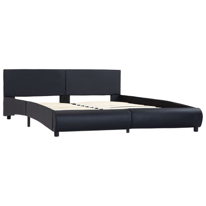 Estrutura de cama c/ LED 180x200 cm couro artificial preto
