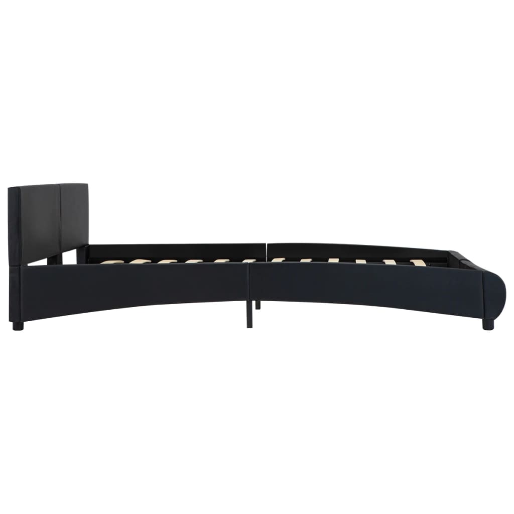 Estrutura de cama c/ LED 180x200 cm couro artificial preto