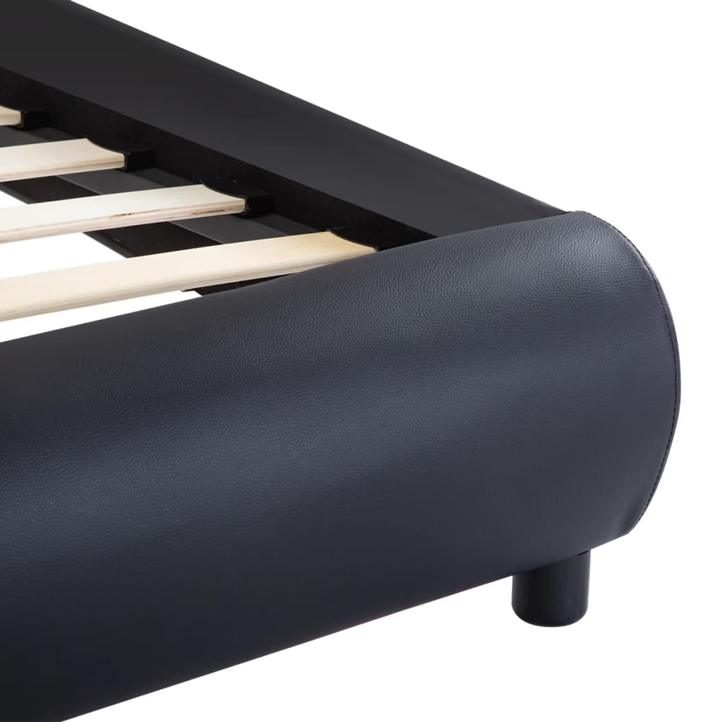 Estrutura de cama c/ LED 180x200 cm couro artificial preto