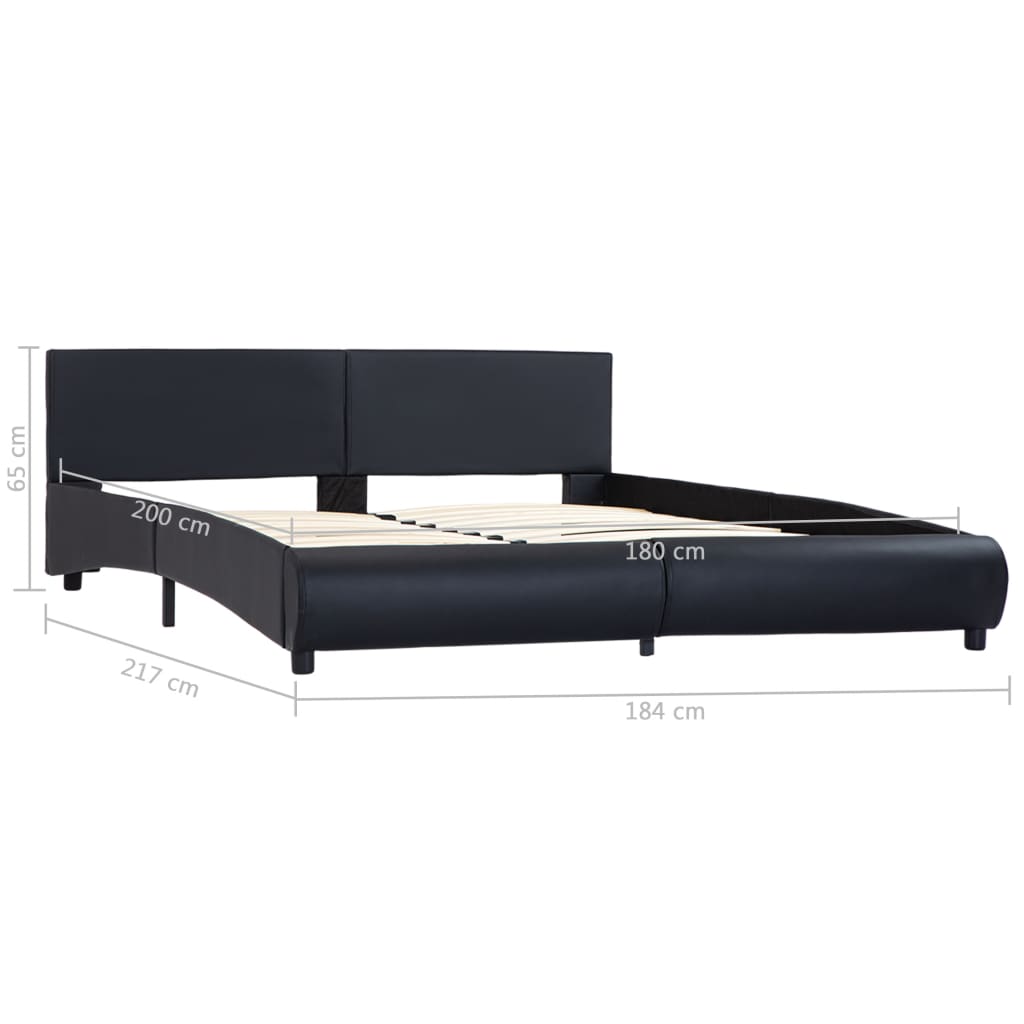 Estrutura de cama c/ LED 180x200 cm couro artificial preto