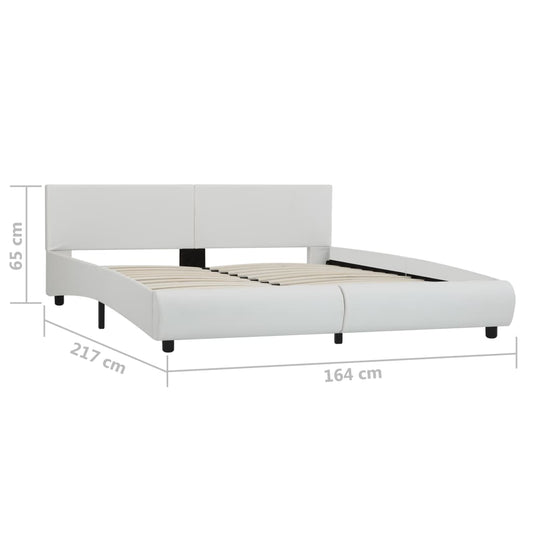 Estrutura de cama com LED 160x200 cm couro artificial branco