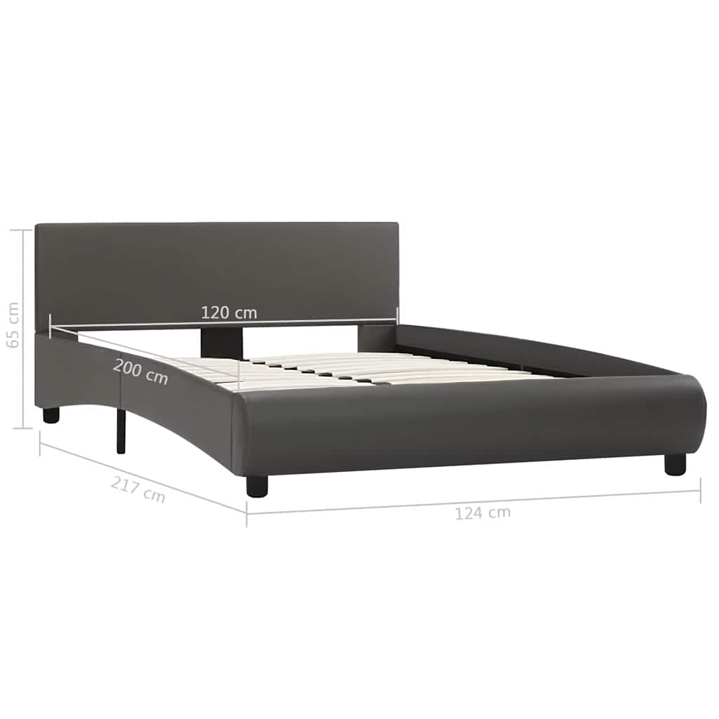 Estrutura de cama c/ LED 120x200 cm couro artificial cinzento