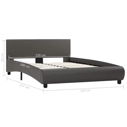 Estrutura de cama c/ LED 120x200 cm couro artificial cinzento
