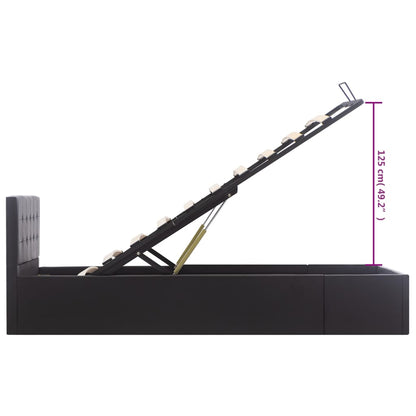 Cama hidráulica c/ arrumação 90x200cm couro artificial preto