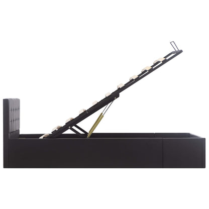 Cama hidráulica c/ arrumação 90x200cm couro artificial preto