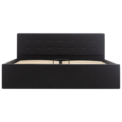 Cama hidráulica c/ arrumação 160x200cm couro artificial preto