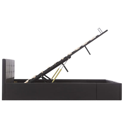 Cama hidráulica c/ arrumação 160x200cm couro artificial preto