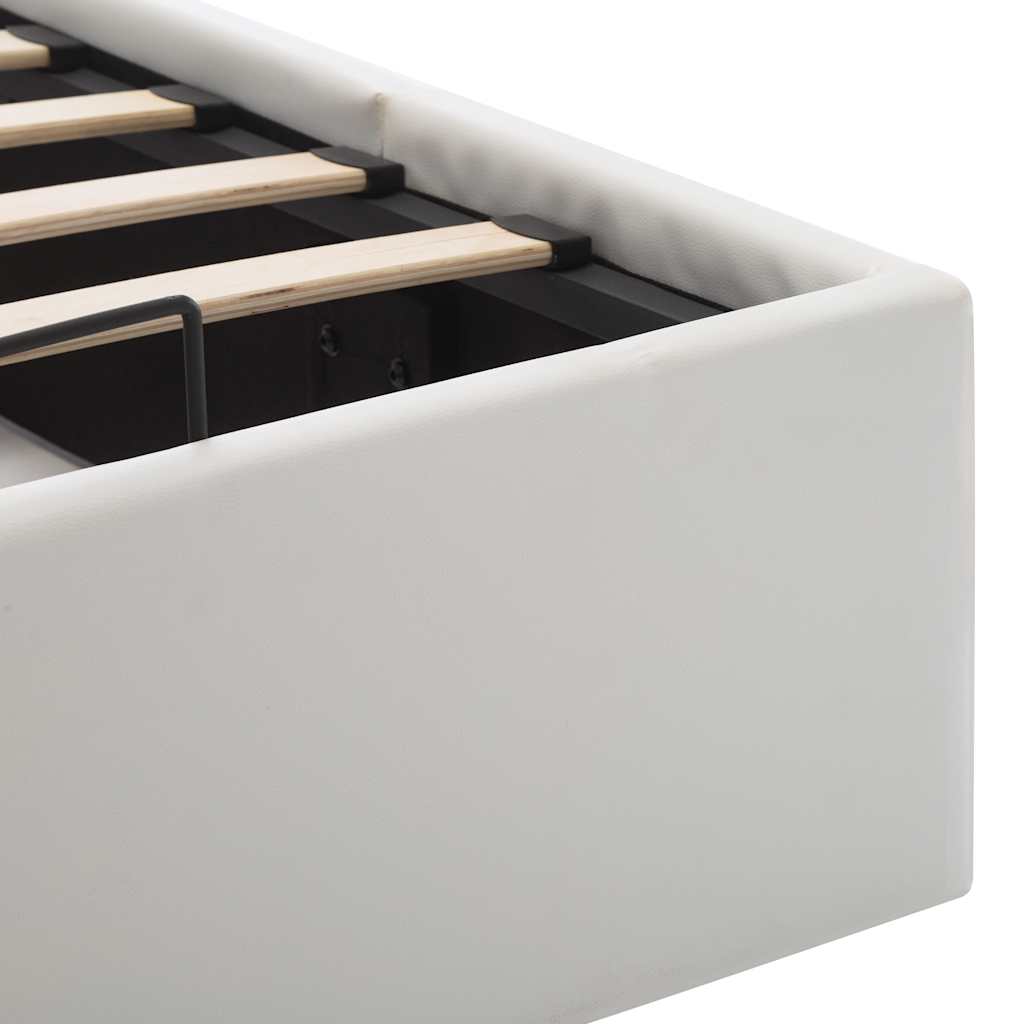 Cama hidráulica c/ arrumação 180x200cm couro artificial branco