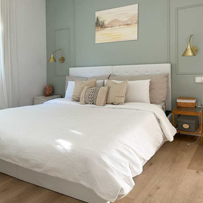 Cama hidráulica c/ arrumação 180x200cm couro artificial branco