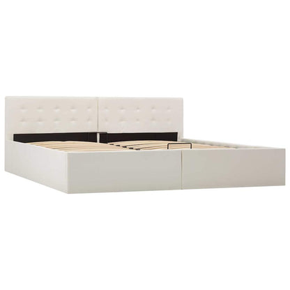 Cama hidráulica c/ arrumação 180x200cm couro artificial branco