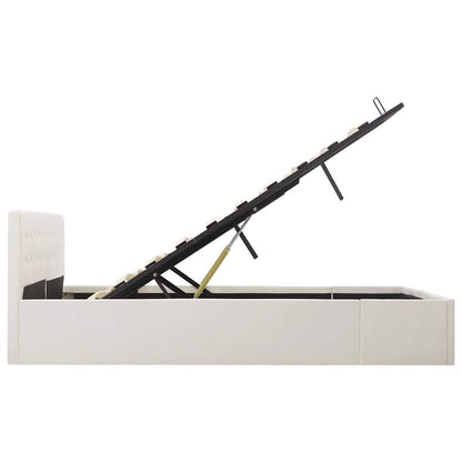 Cama hidráulica c/ arrumação 180x200cm couro artificial branco