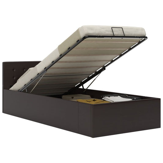 Cama hidráulica c/ arrumação 90x200cm couro artificial cinza