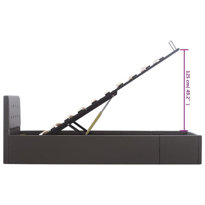 Cama hidráulica c/ arrumação 90x200cm couro artificial cinza