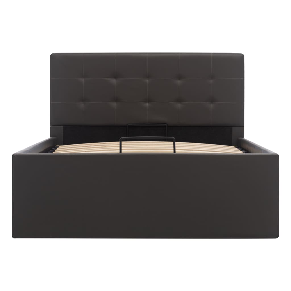 Cama hidráulica c/ arrumação 90x200cm couro artificial cinza