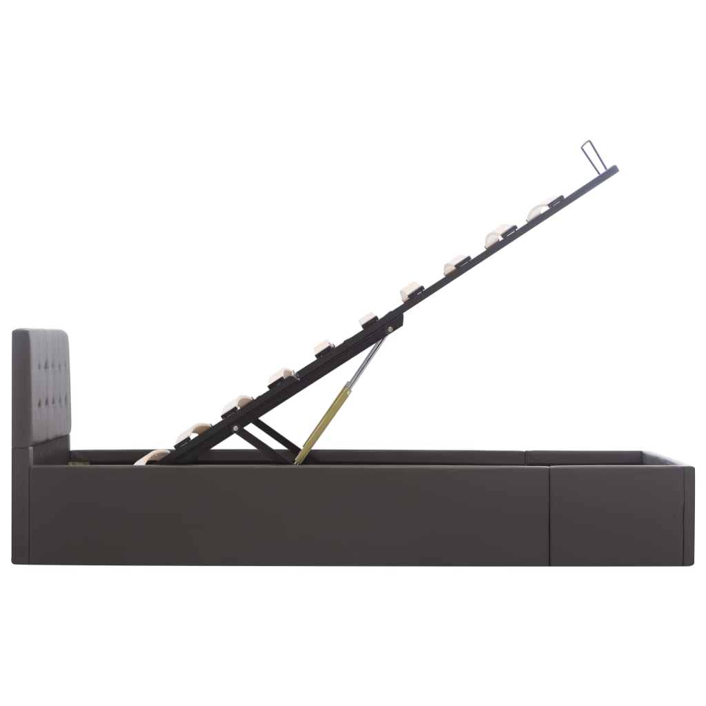 Cama hidráulica c/ arrumação 90x200cm couro artificial cinza