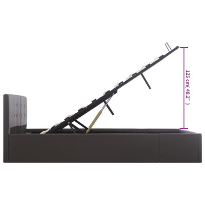 Cama hidráulica c/ arrumação 160x200cm couro artificial cinza