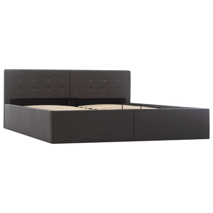 Cama hidráulica c/ arrumação 160x200cm couro artificial cinza