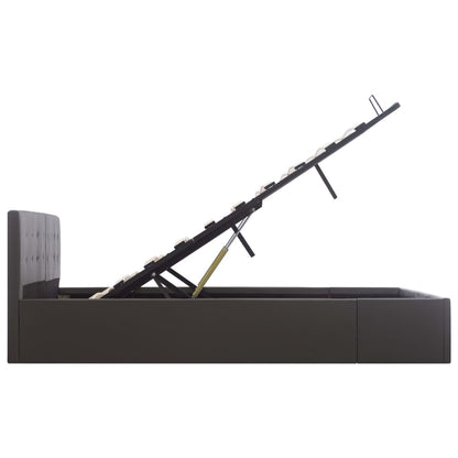 Cama hidráulica c/ arrumação 160x200cm couro artificial cinza