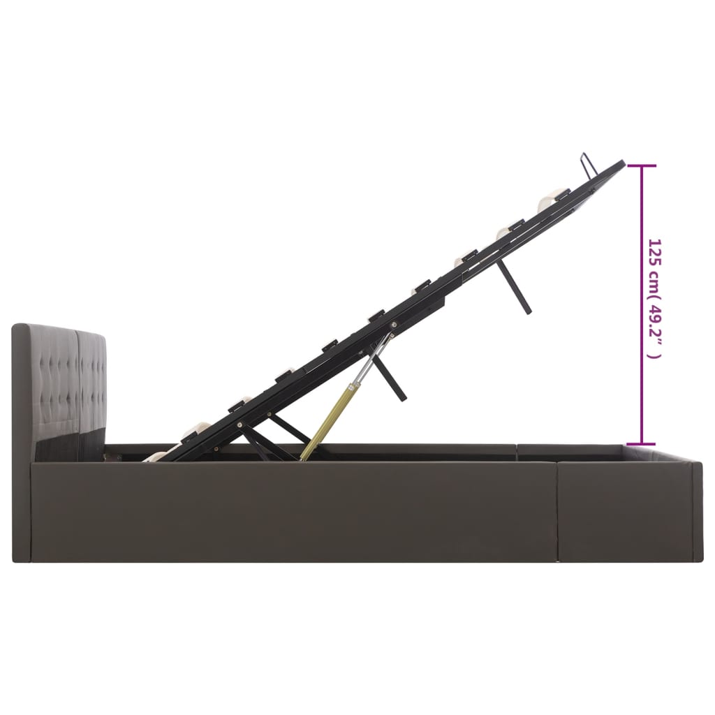 Cama hidráulica c/ arrumação 180x200cm couro artificial cinza