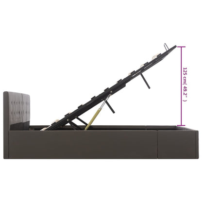 Cama hidráulica c/ arrumação 180x200cm couro artificial cinza