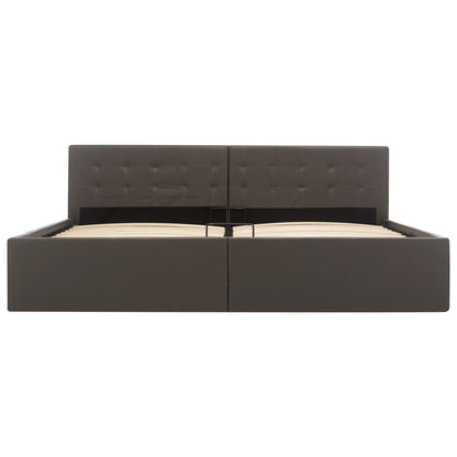 Cama hidráulica c/ arrumação 180x200cm couro artificial cinza