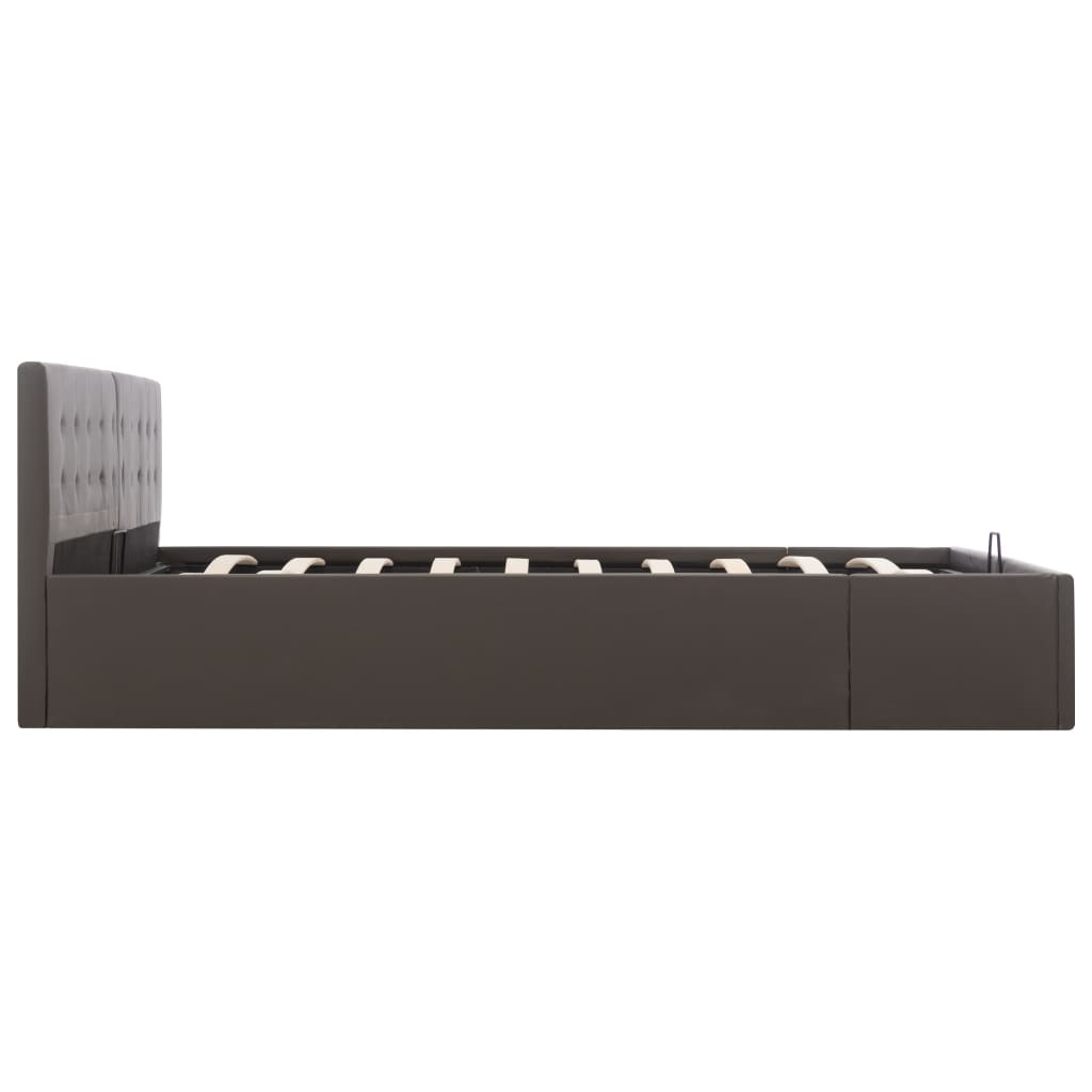 Cama hidráulica c/ arrumação 180x200cm couro artificial cinza