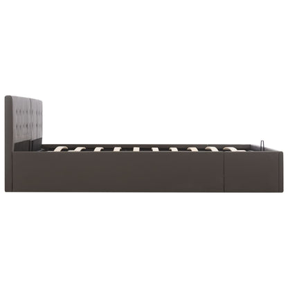 Cama hidráulica c/ arrumação 180x200cm couro artificial cinza