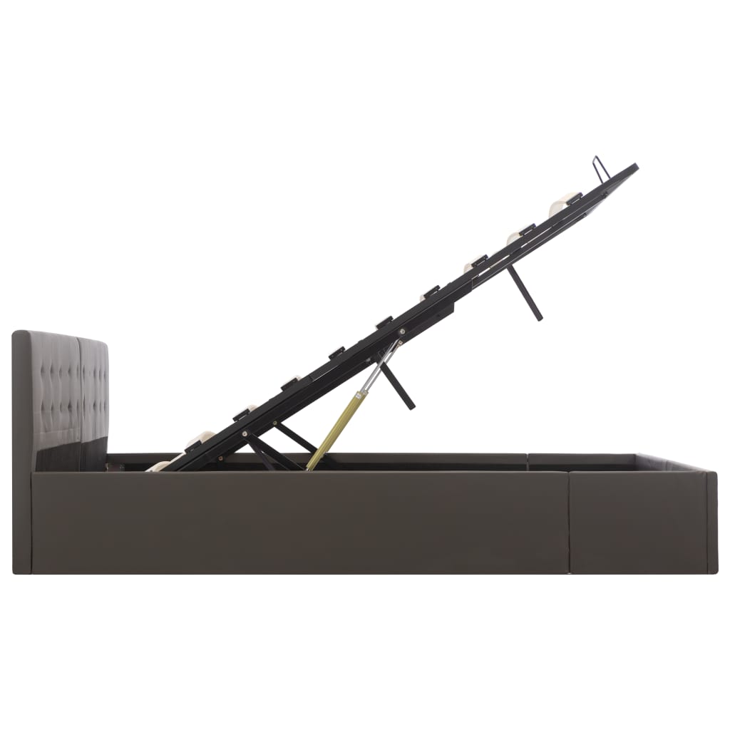 Cama hidráulica c/ arrumação 180x200cm couro artificial cinza