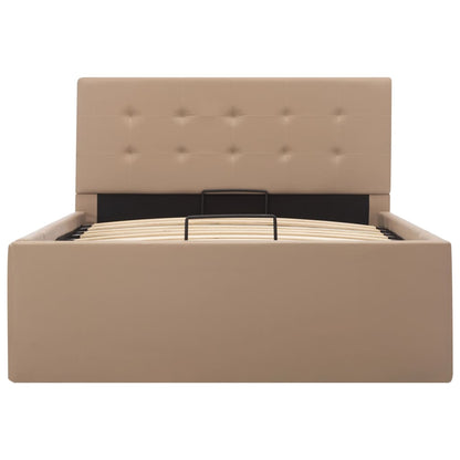 Cama hidráulica c/ arrumação 90x200cm couro artif. cappuccino