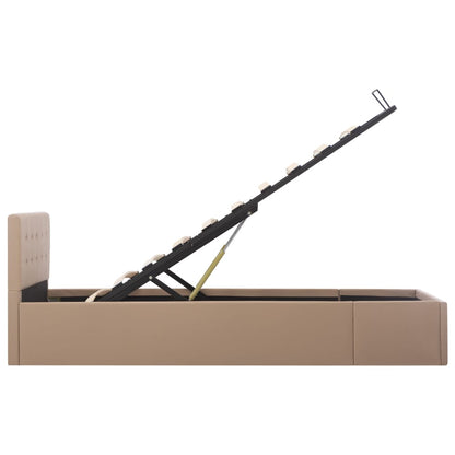 Cama hidráulica c/ arrumação 90x200cm couro artif. cappuccino